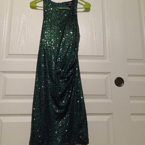 Dark green sequin dress with open backing